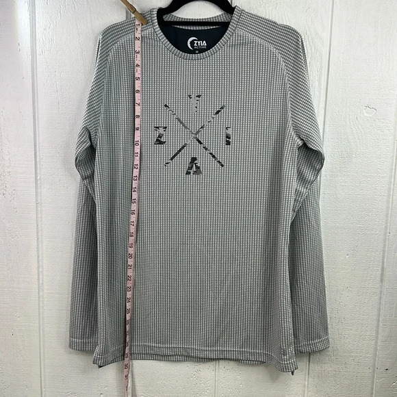 Zyia Active Men’s White Honeycomb X Logo Size Medium Long Sleeve Dry Fit Tee - Picture 5 of 7